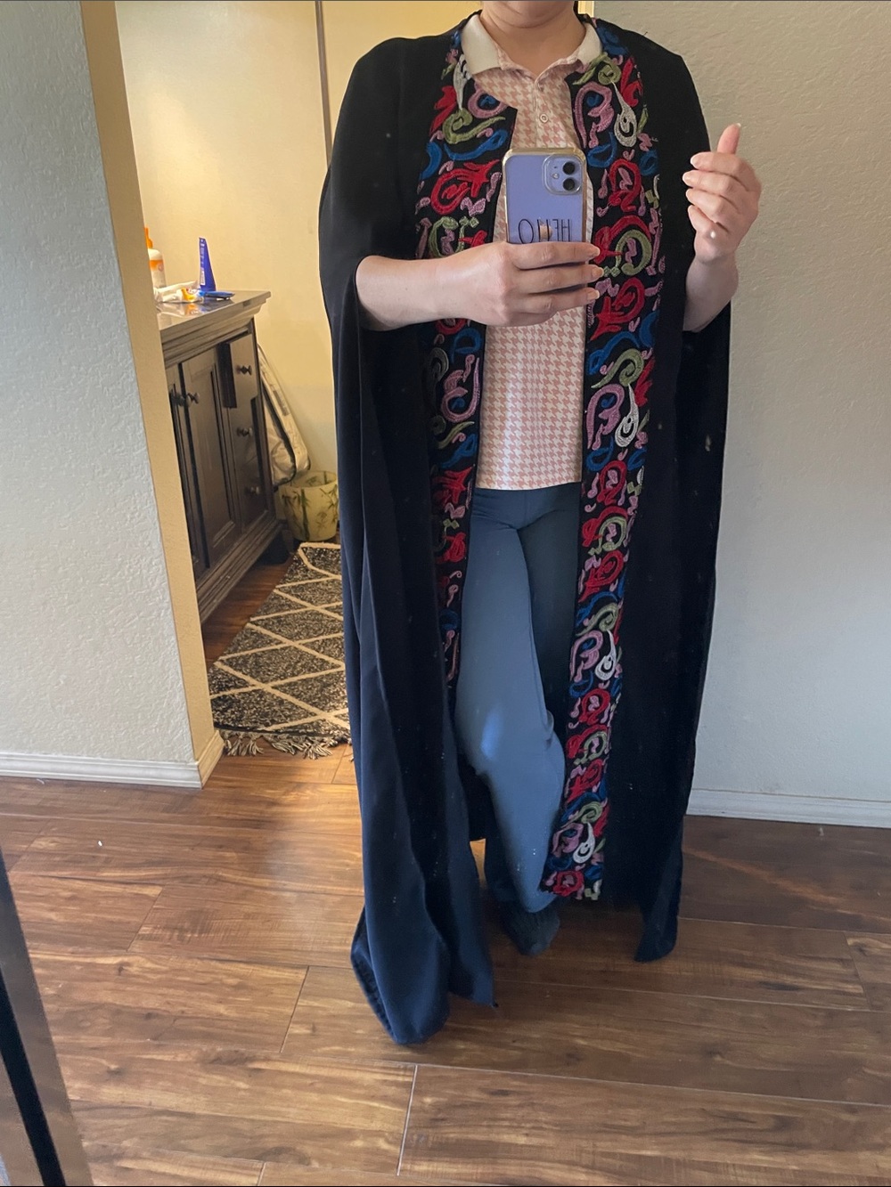 Black Embroidered long kaftan (abaya) dress